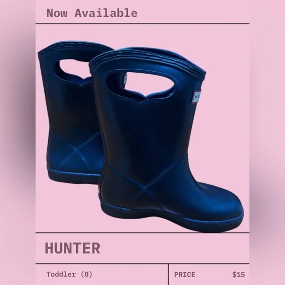 Hunter Kids Rain Boots Waterproof Handle Toddler Size 8 - Picture 3 of 5
